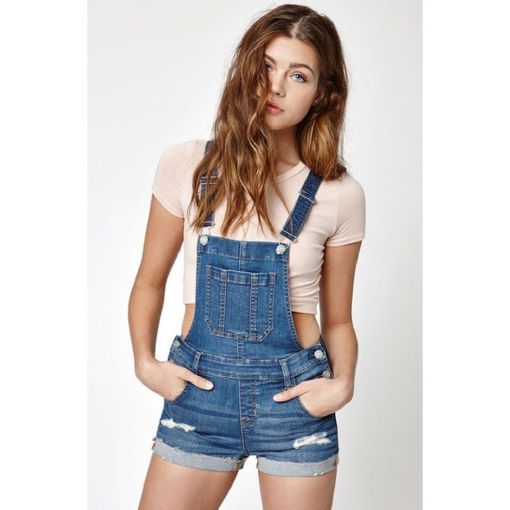 PACSUN Denim Overalls Shortall Jumper